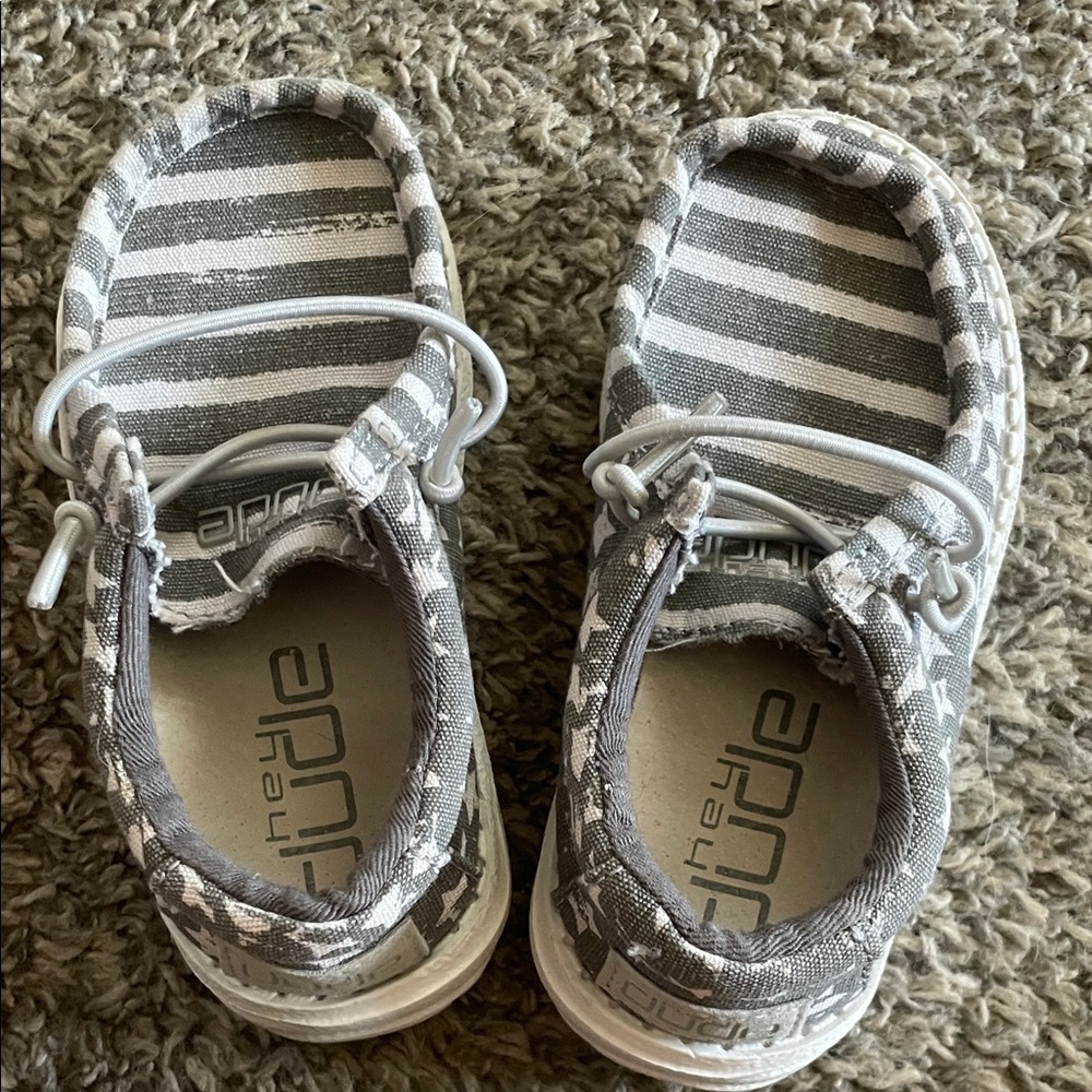 Hey Dude Kids Gray Striped Slip-On Sneakers